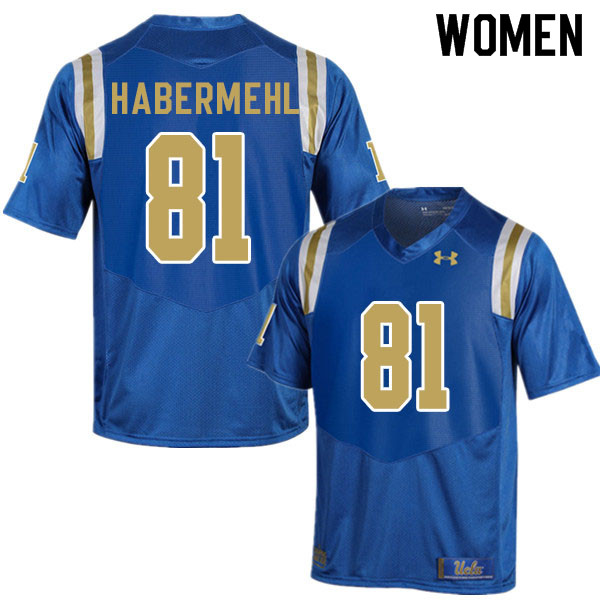 Women #81 Hudson Habermehl UCLA Bruins College Football Jerseys Sale-Blue